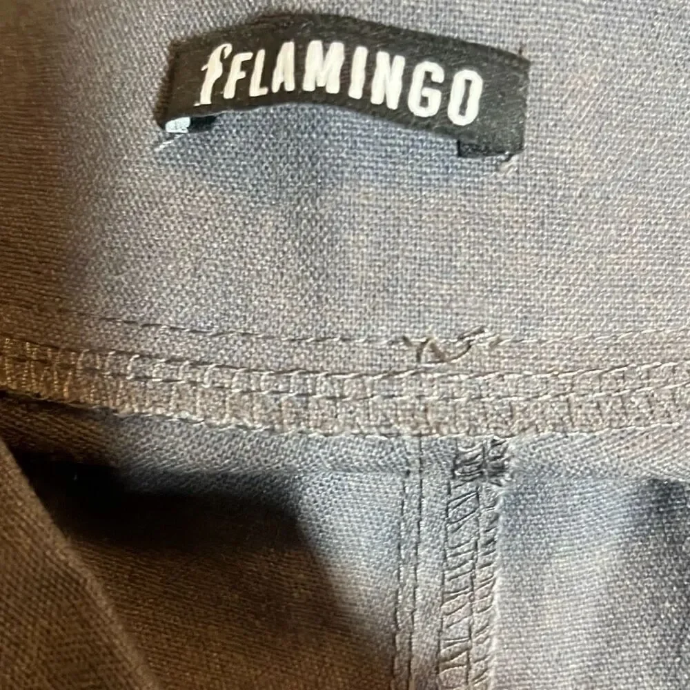 Flamingo Rugged Gray Nubby Straight Leg Pant Sz 4-6 Small New - Picture 7 of 7